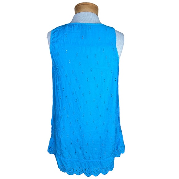 V Cristina Sleeveless Eyelet Bamboo Blend Tunic With Scalloped Hem Medium - Picture 6 of 15